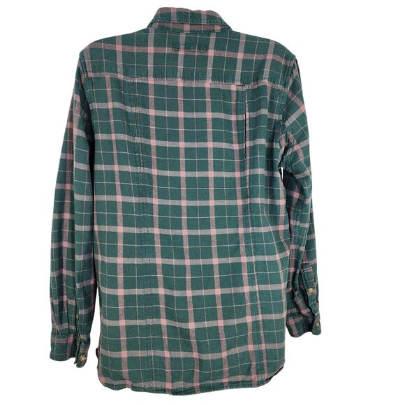 Duluth Trading Shirt Women’s Small Free Swinging Flannel Green Plaid Button Up - Picture 2 of 10